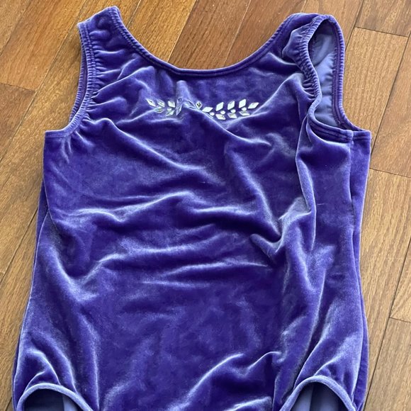 GK Elite Sportswear Purple Velour Gem Front Leotard Size Adult Large - Picture 3 of 11